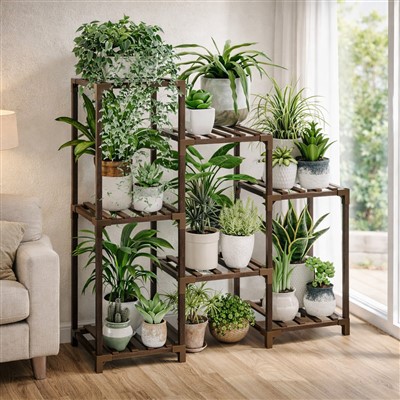 3-laags houten plantenstandaard voor binnen- en buitenplanten